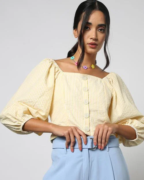 Women Striped Crop Top