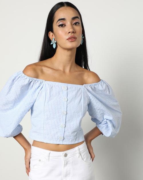 Women Striped Crop Top