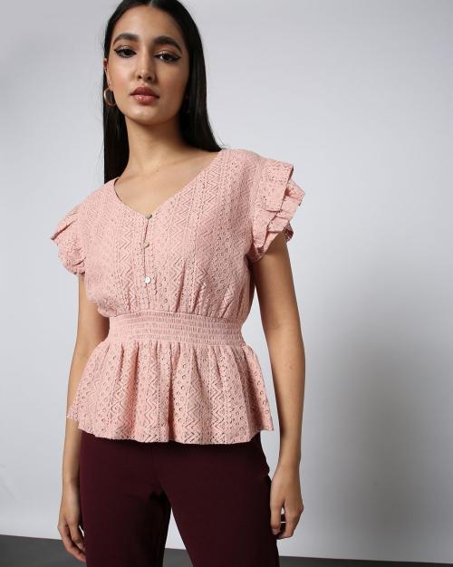 Women Lace Peplum Top