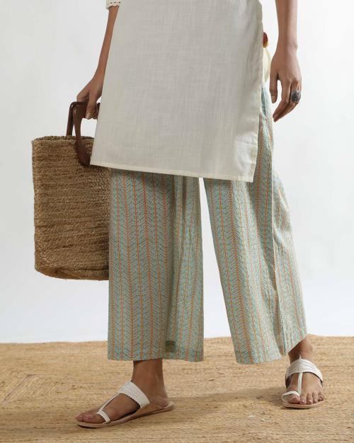 Printed Palazzos with Semi-Elasticated Waist