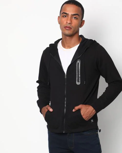 Zip-Front Drawstring Hoodie