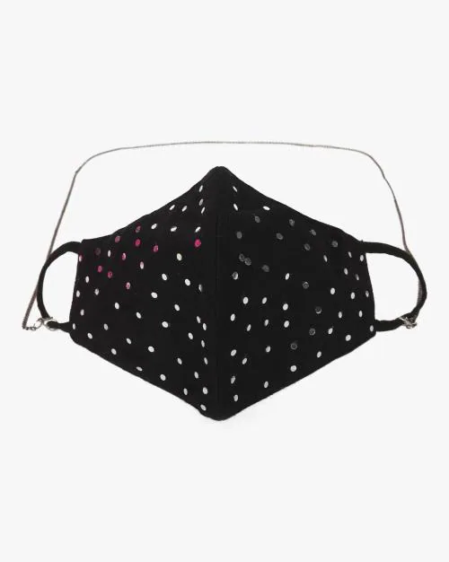 Embellished Non-Disposable Mask with Chain