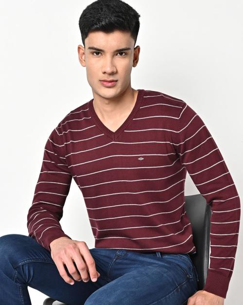 Striped V-Neck Jumper