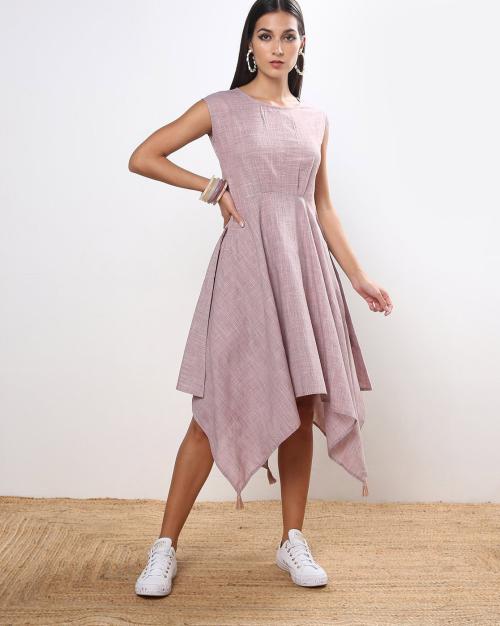 Round-Neck Handkerchief Dress
