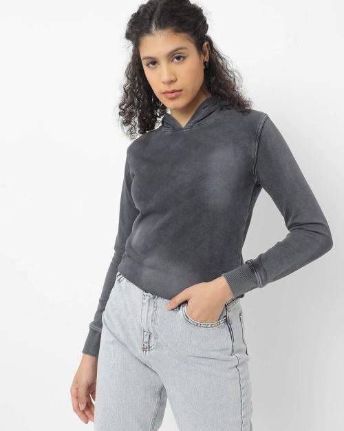 Washed Hoodie with Drawstring Fastening