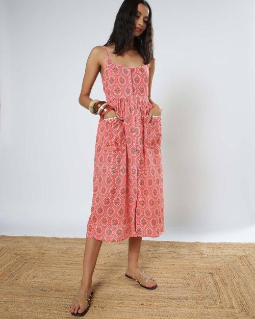 Floral Print Strappy A-line Dress