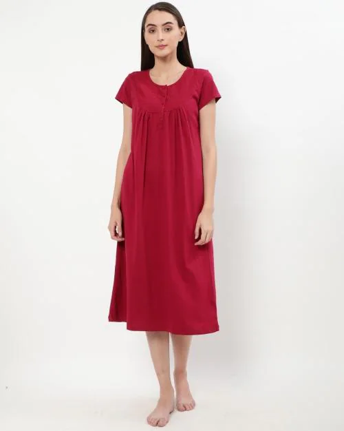 Buy Cotton Nightie with Button Placket Online at Best Prices in India JioMart.
