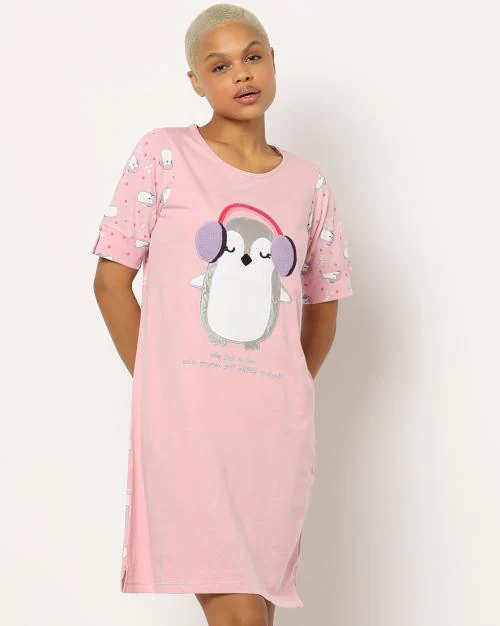 Printed Round-Neck Nightshirt
