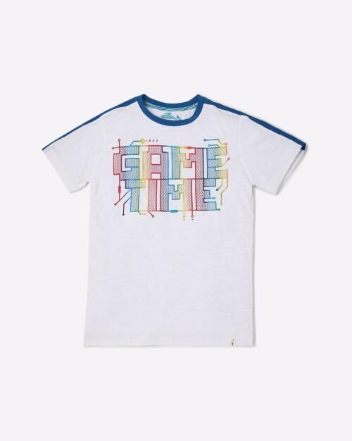 Graphic Print Crew-Neck Ringer T-shirt