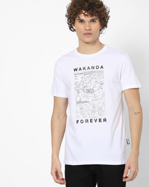 Slim Fit Wakanda Print Crew-Neck T-shirt