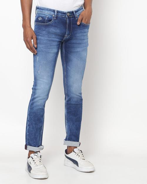 Men Mid-Wash Distressed Skinny Fit Jeans
