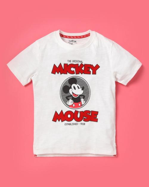 Mickey-Mouse Print Round-Neck T-shirt