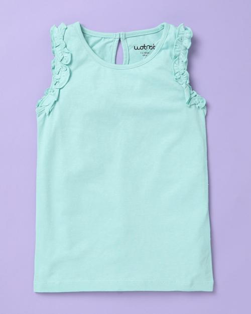 Round-Neck T-shirt with Ruffles