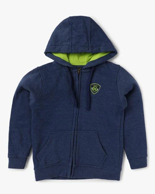 Zip-Front Hoodie with Split-Kangaroo Pocket