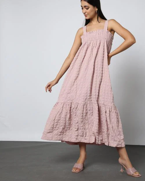 Women Cinched Empire Dress with Tie-Up Back