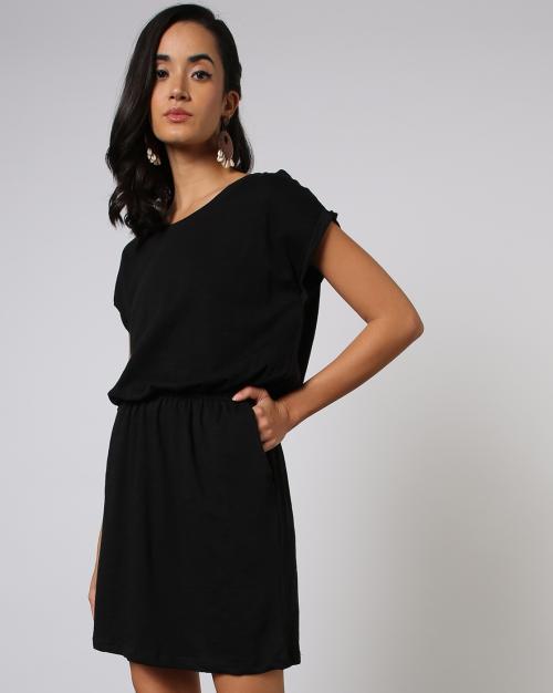 Women Blouson Dress with Slip Pocket