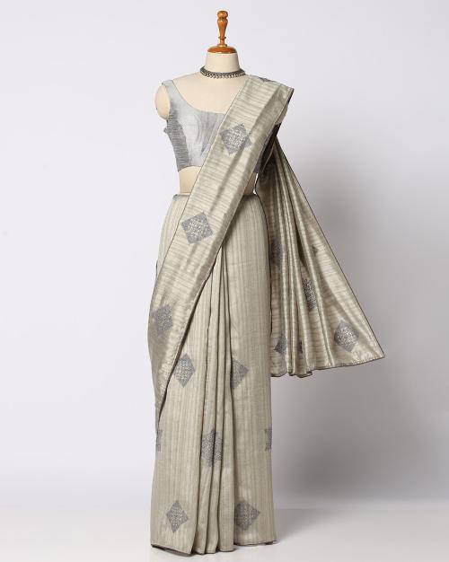 Women Embroidered Matka Tussar Saree