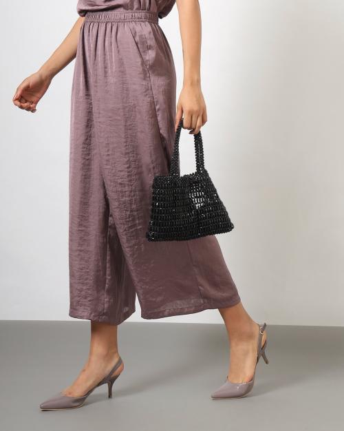 Women Elasticated Waistband Pants with Back Patch Pocket