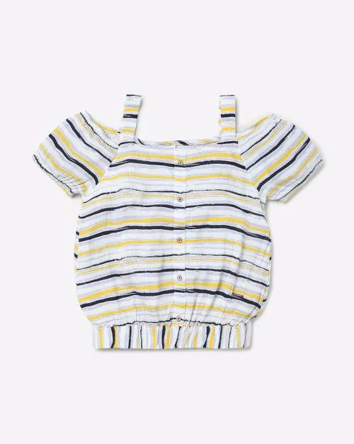 Striped Cold-Shoulder Top