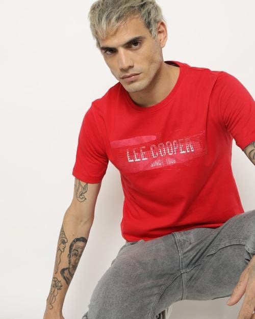 Regular Fit Brand Print Crew-Neck T-Shirt