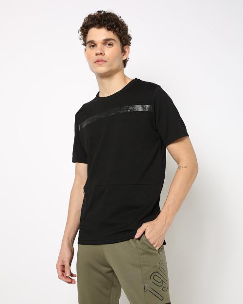 Regular Fit Round-Neck T-Shirt with Zip-Pockets