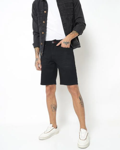 Denim Shorts with Button Closure