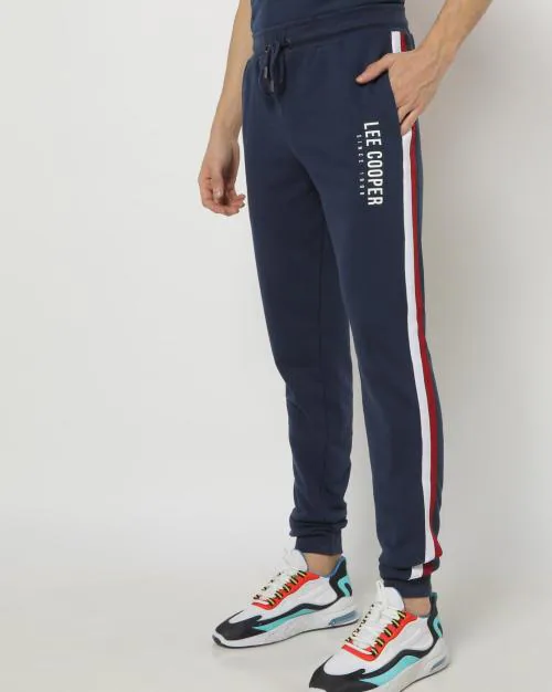 Logo Print Joggers with Side Tapping