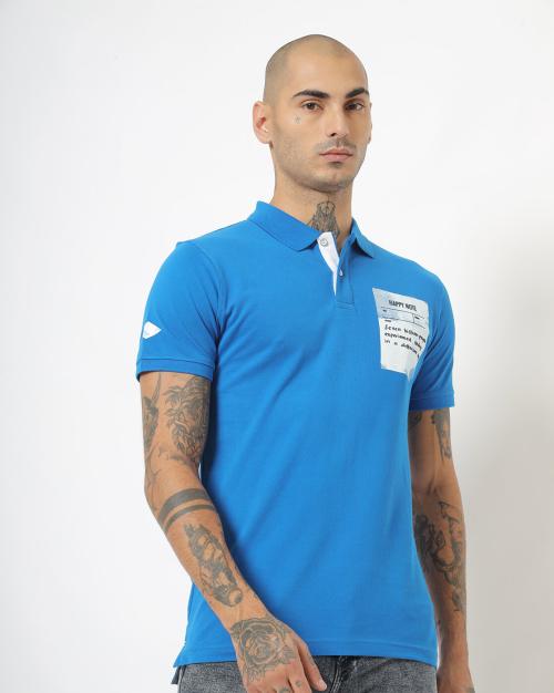 Regular Fit Polo T-Shirt with Placement Print