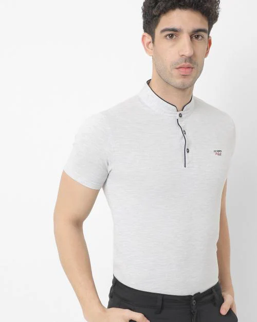 Regular Fit Polo T-Shirt with Mandarin Collar