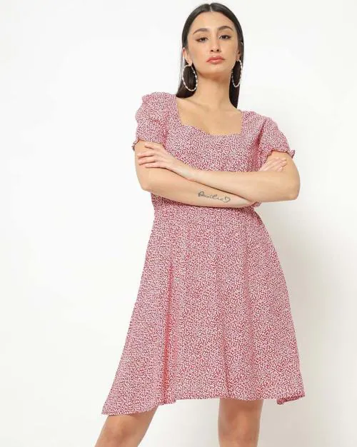 Floral Print A-line Dress