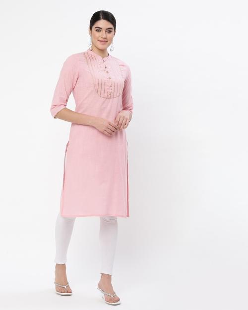 Straight Kurta with Gotta Patti Yoke