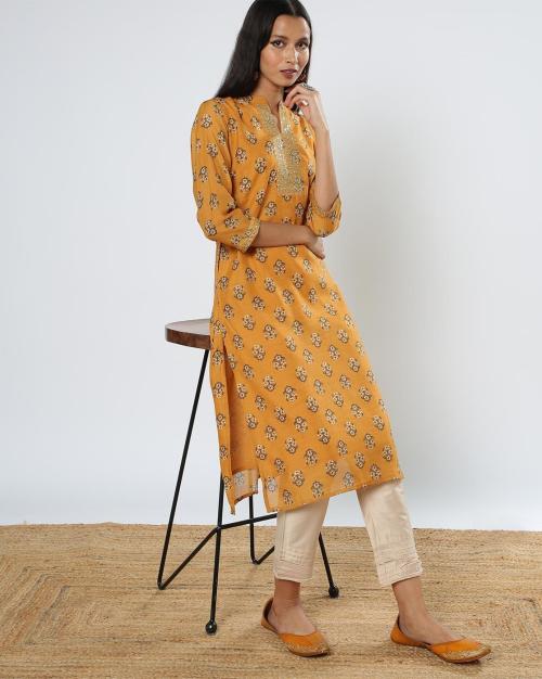 Floral Print Straight Kurta Set