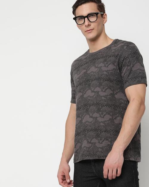Reptilian Print Crew-Neck T-shirt