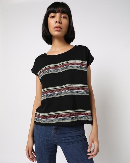 Striped Boat-Neck T-shirt