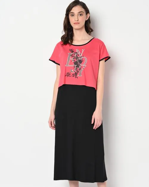 Buy Cotton Nightgown with Printed TShirt Online at Best Prices in