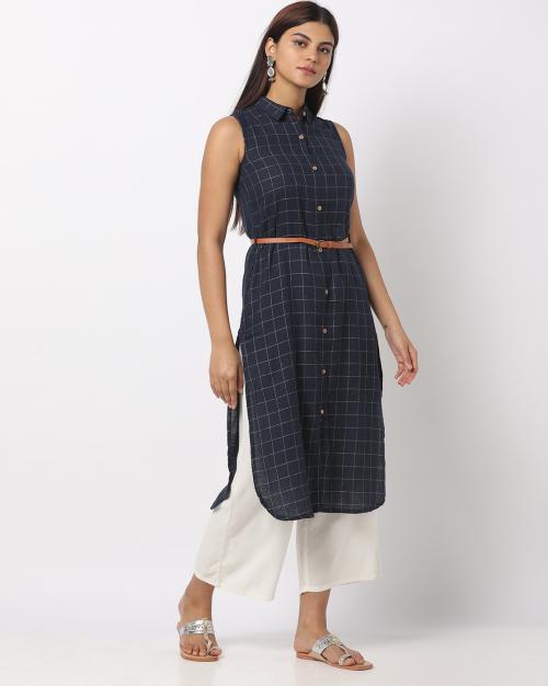 Checked Straight Kurta