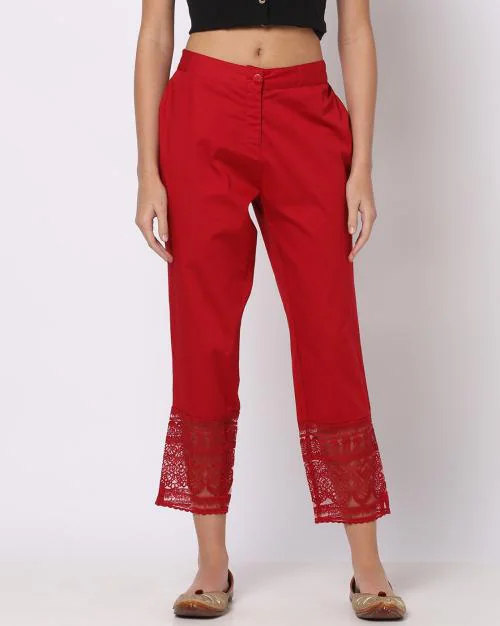 Pants with Lace Panel