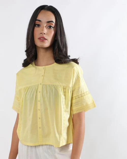 Buy Women RoundNeck Top with Lace Trims Online at Best Prices in India