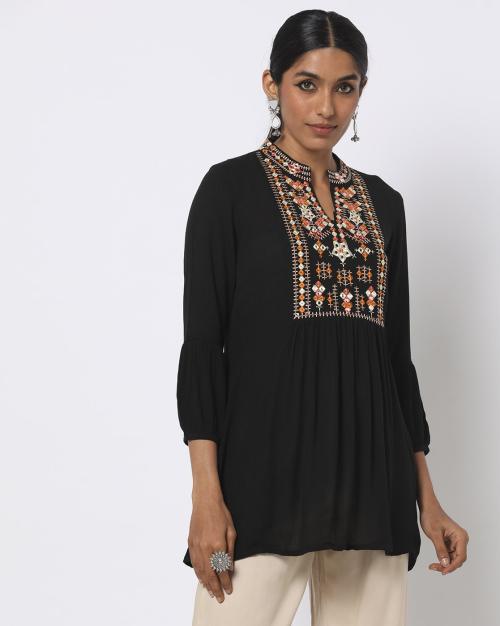 Women Embroidered Peplum Top