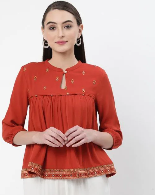 Buy Embroidered RoundNeck Top Online at Best Prices in India JioMart.