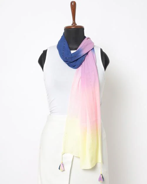 Embellished Scarf with Tassels