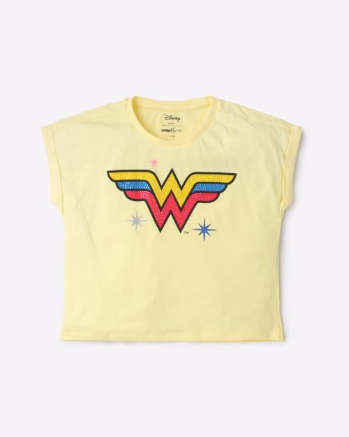 Wonder Woman Print Round-Neck T-shirt
