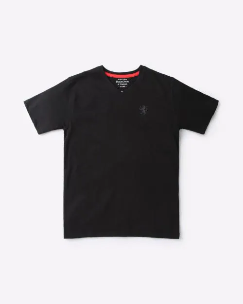 V-neck T-shirt with Logo Print