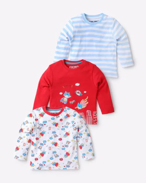 Pack of 3 Printed Round-Neck T-shirt