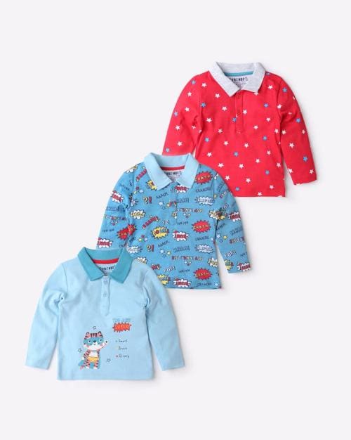 Pack of 3 Printed Polo T-shirts
