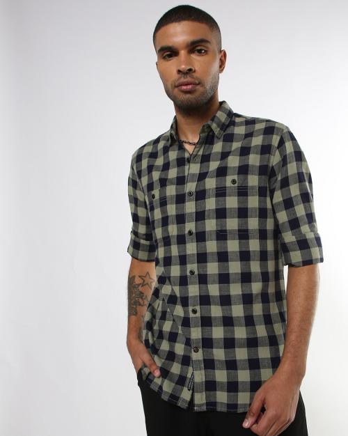 Gingham Checked Slim Fit Shirt