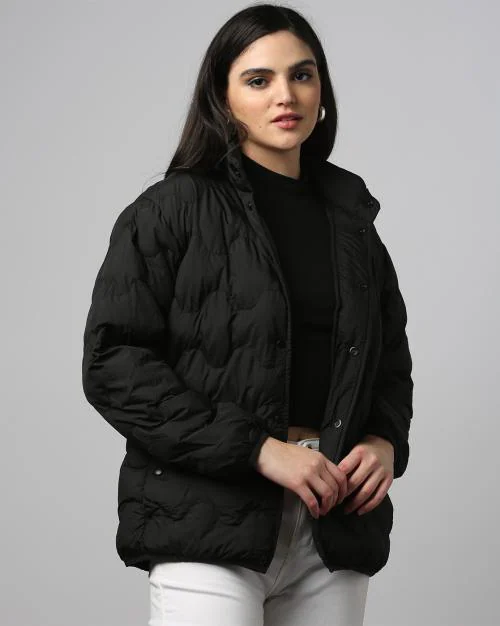 Women Quilted Button-Down Jacket