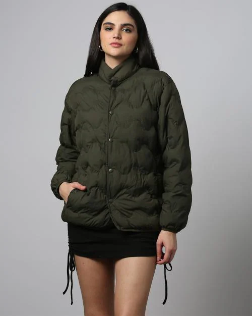 Women Quilted Button-Down Jacket