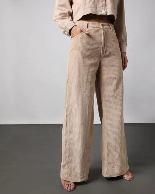 Women Wide-Leg Corduroy Trousers