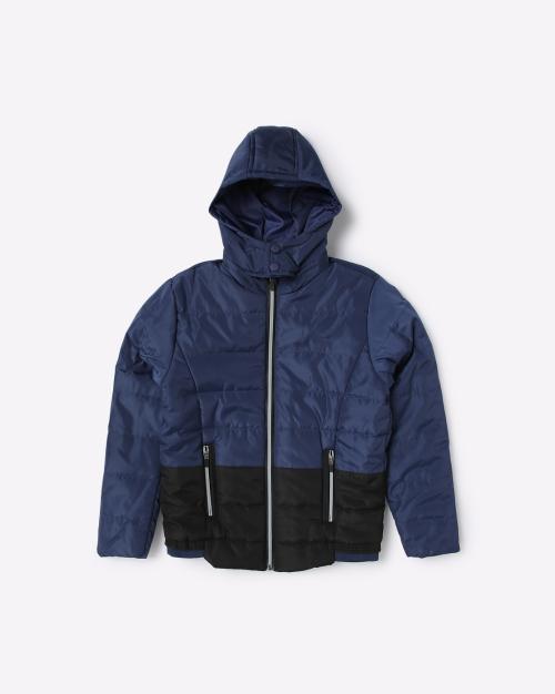 Colourblock Bomber Jacket with Detachable Hoodie